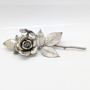 Vintage Rawcliffe 1996 Silver Pewter Fairy & Rose Decor